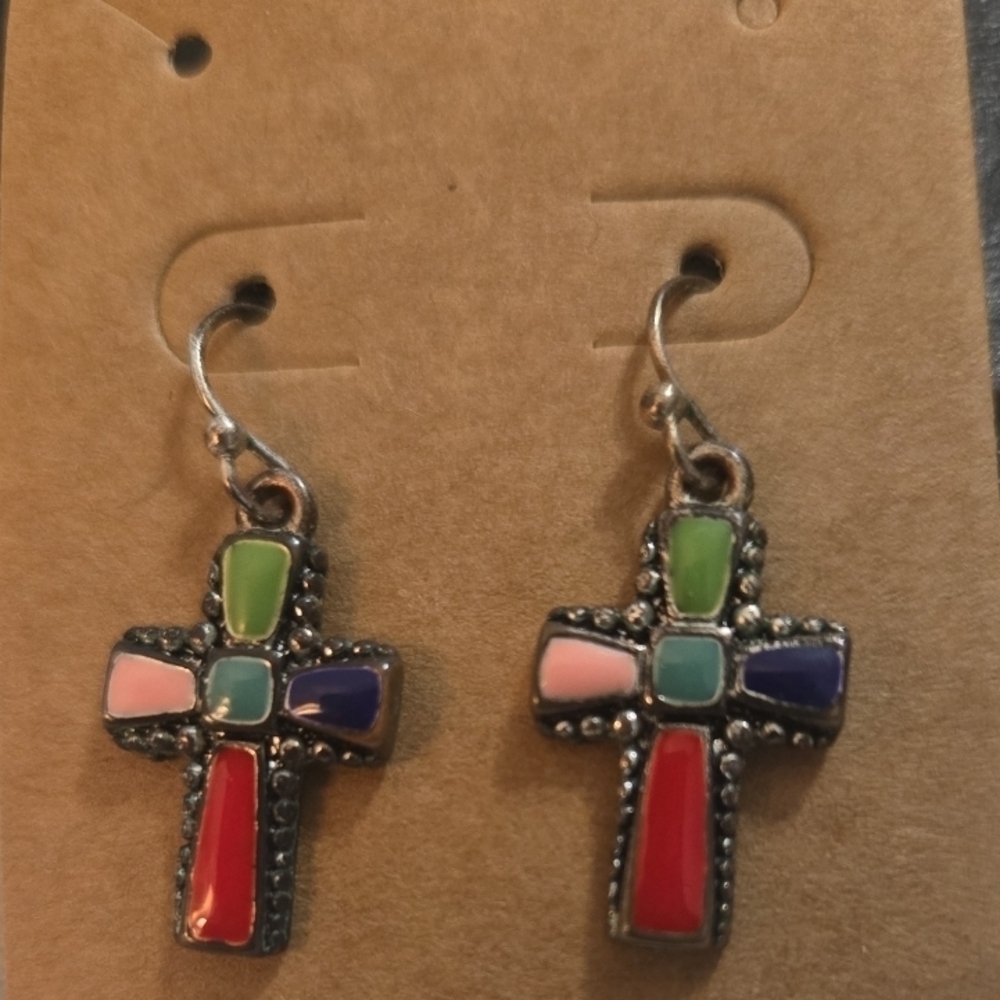 Multicolor Cross Earrings